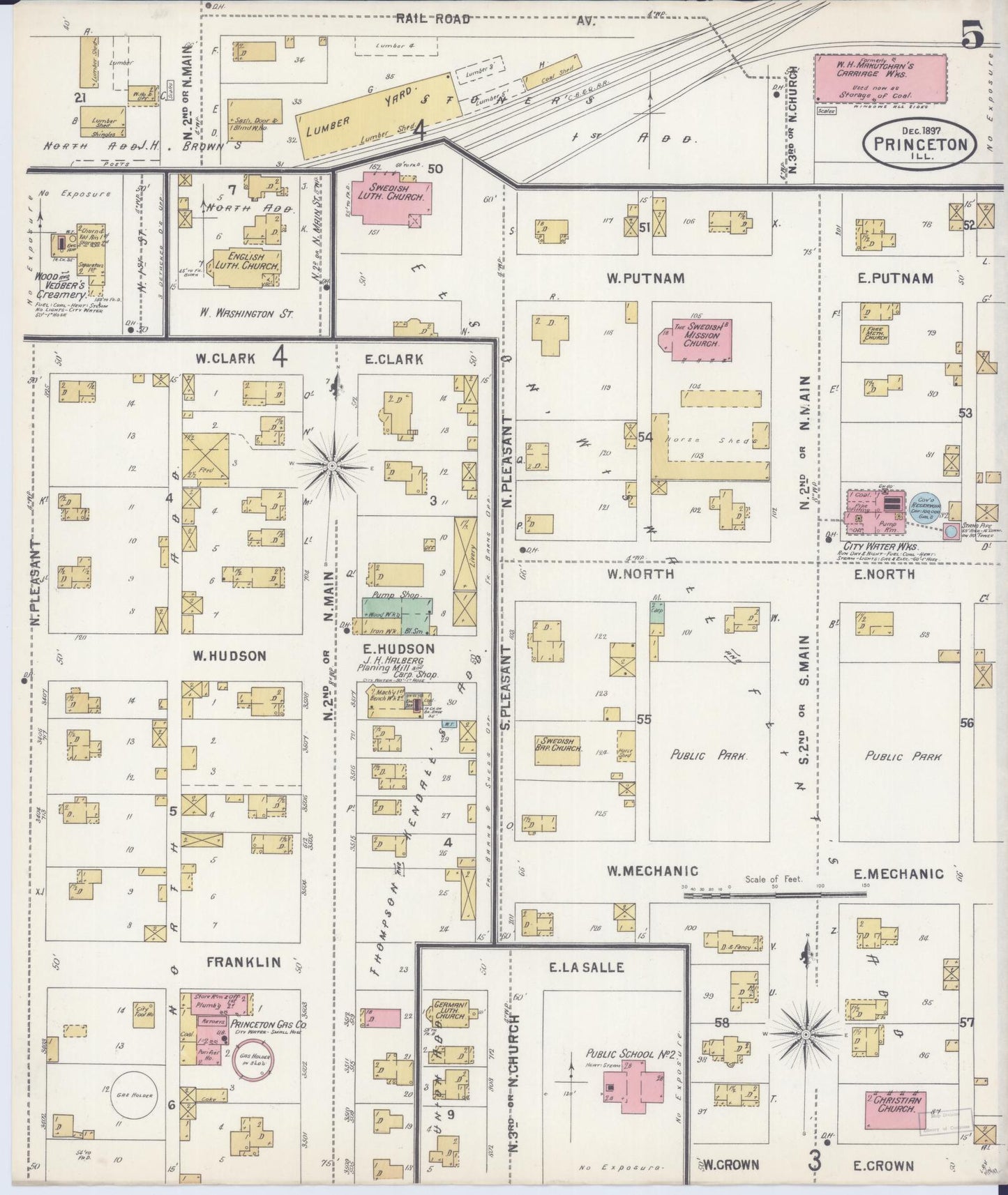 Sanborn Fire Insurance Map from Princeton, Bureau County, Illinois (1897), Sheet #0005 - Complete Map Set gallery image, historic Sanborn map, vintage wall art, Illinois Illinois