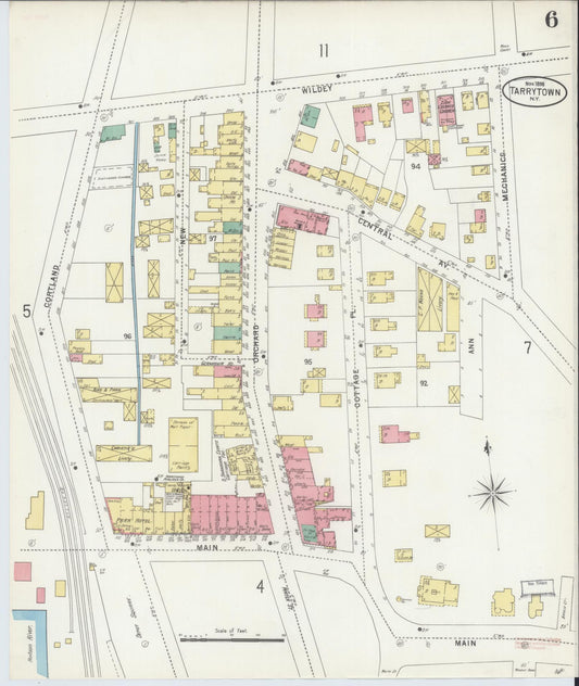 Sanborn Fire Insurance Map from Tarrytown, Westchester County, New York (1898), Sheet #0006 - Historic Sanborn Fire Insurance Map Print, vintage old map wall art, antique decor, genealogy gift, New York New York map