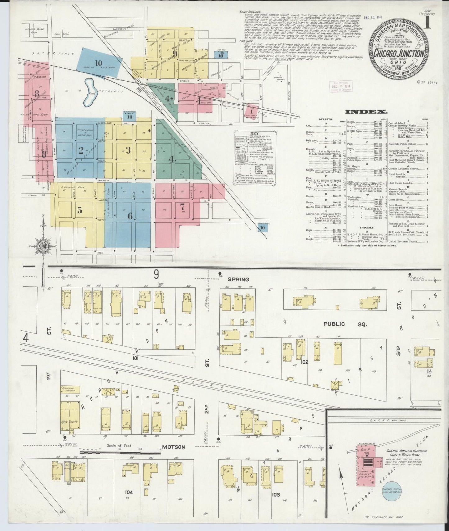 Sanborn Fire Insurance Map from Chicago Junction, Huron County, Ohio (1911), Sheet #0001 - Complete Map Set gallery image, historic Sanborn map, vintage wall art, Ohio Ohio