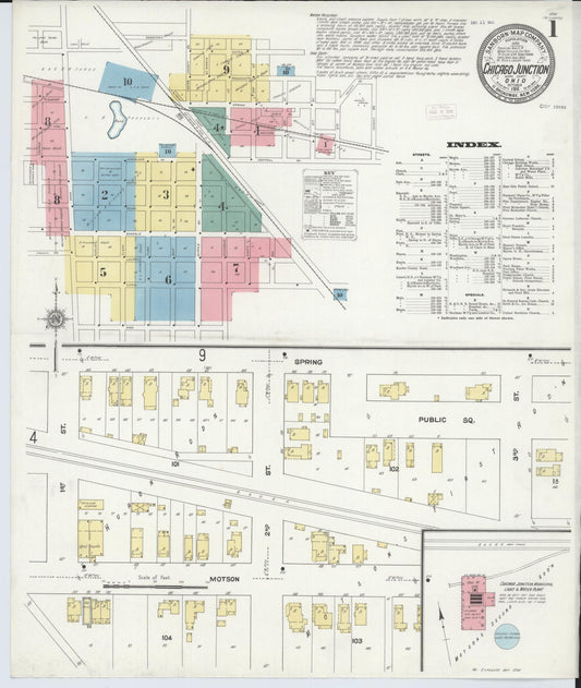 Sanborn Fire Insurance Map from Chicago Junction, Huron County, Ohio (1911), Sheet #0001 - Complete Map Set gallery image, historic Sanborn map, vintage wall art, Ohio Ohio