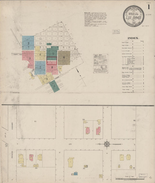 Sanborn Fire Insurance Map from Los Banos, Merced County, California (1920), Sheet #0001 - Complete Map Set gallery image, historic Sanborn map, vintage wall art, California California