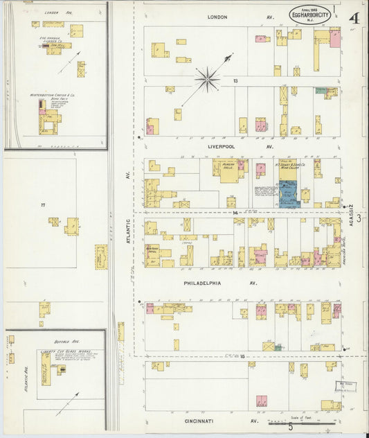 Sanborn Fire Insurance Map from Egg Harbor City, Atlantic County, New Jersey (1903), Sheet #0004 - Historic Sanborn Fire Insurance Map Print, vintage old map wall art, antique decor, genealogy gift, New Jersey New Jersey map
