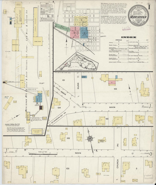 Sanborn Fire Insurance Map from Marianna, Jackson County, Florida. (1913) – Historic Sanborn Fire Insurance Map Print