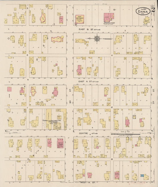 Sanborn Fire Insurance Map from Dana, Vermillion County, Indiana (1922), Sheet #0002 - Historic Sanborn Fire Insurance Map Print, vintage old map wall art, antique decor, genealogy gift, Indiana Indiana map