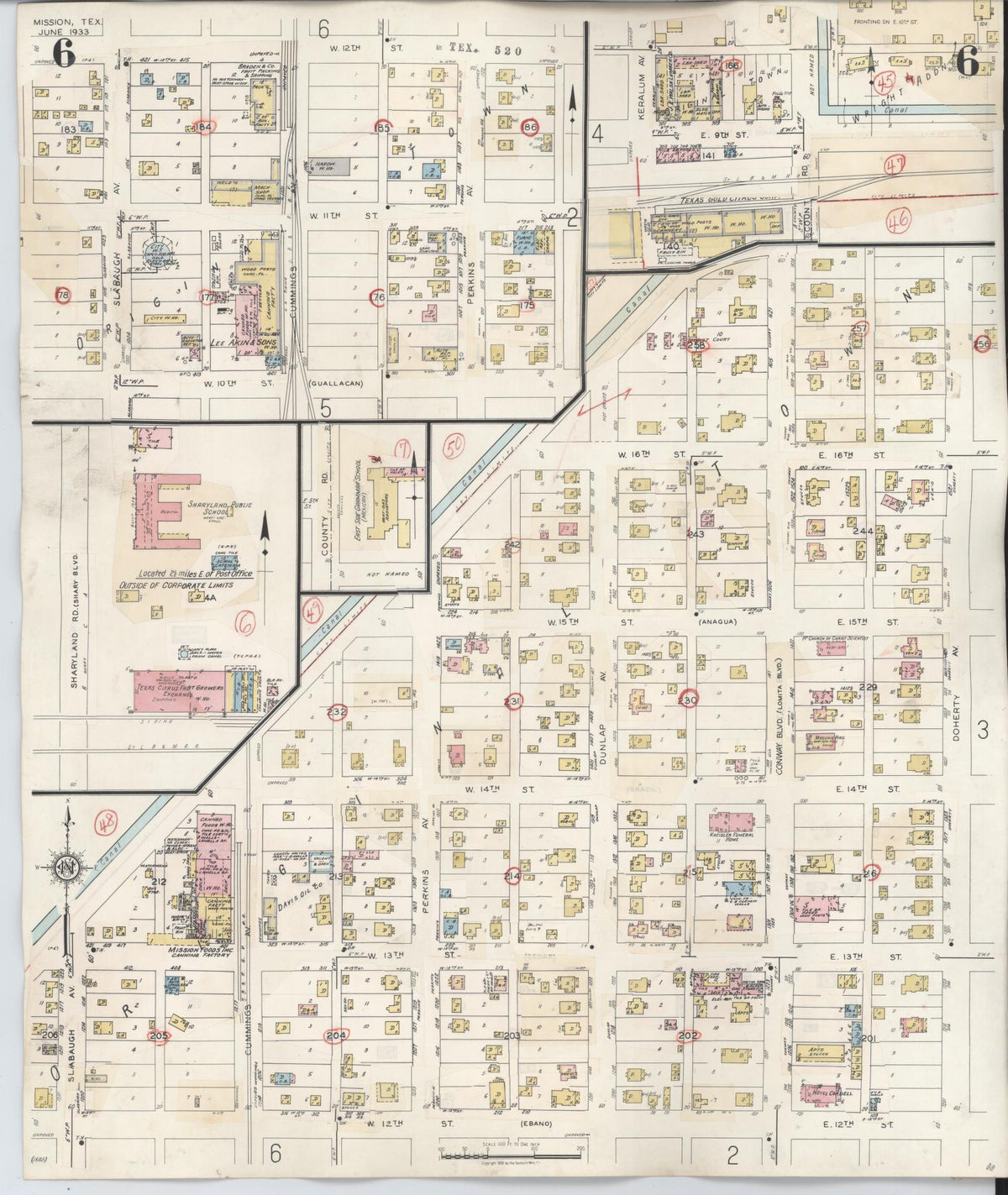 Sanborn Fire Insurance Map from Mission, Hidalgo County, Texas (1949), Sheet #0006 - Complete Map Set gallery image, historic Sanborn map, vintage wall art, Texas Texas