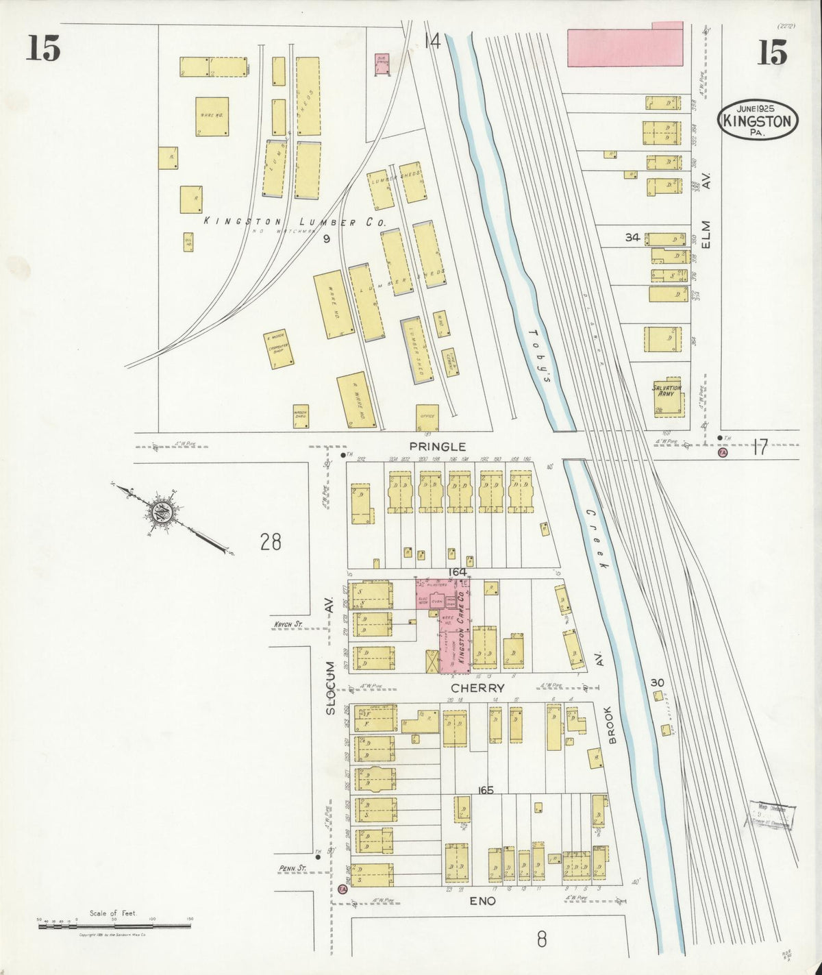 Sanborn Fire Insurance Map from Kingston, Luzerne County, Pennsylvania (1925), Sheet #0015 - Historic Sanborn Fire Insurance Map Print, vintage old map wall art, antique decor, genealogy gift, Pennsylvania Pennsylvania map