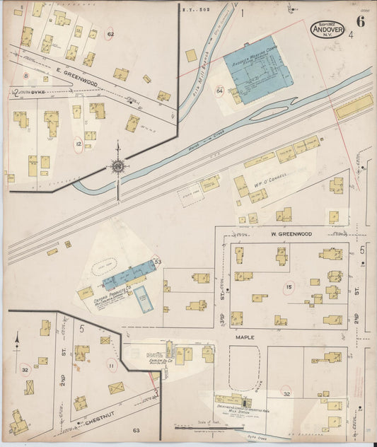 Sanborn Fire Insurance Map from Andover, Allegany County, New York (1940), Sheet #0006 - Historic Sanborn Fire Insurance Map Print, vintage old map wall art, antique decor, genealogy gift, New York New York map