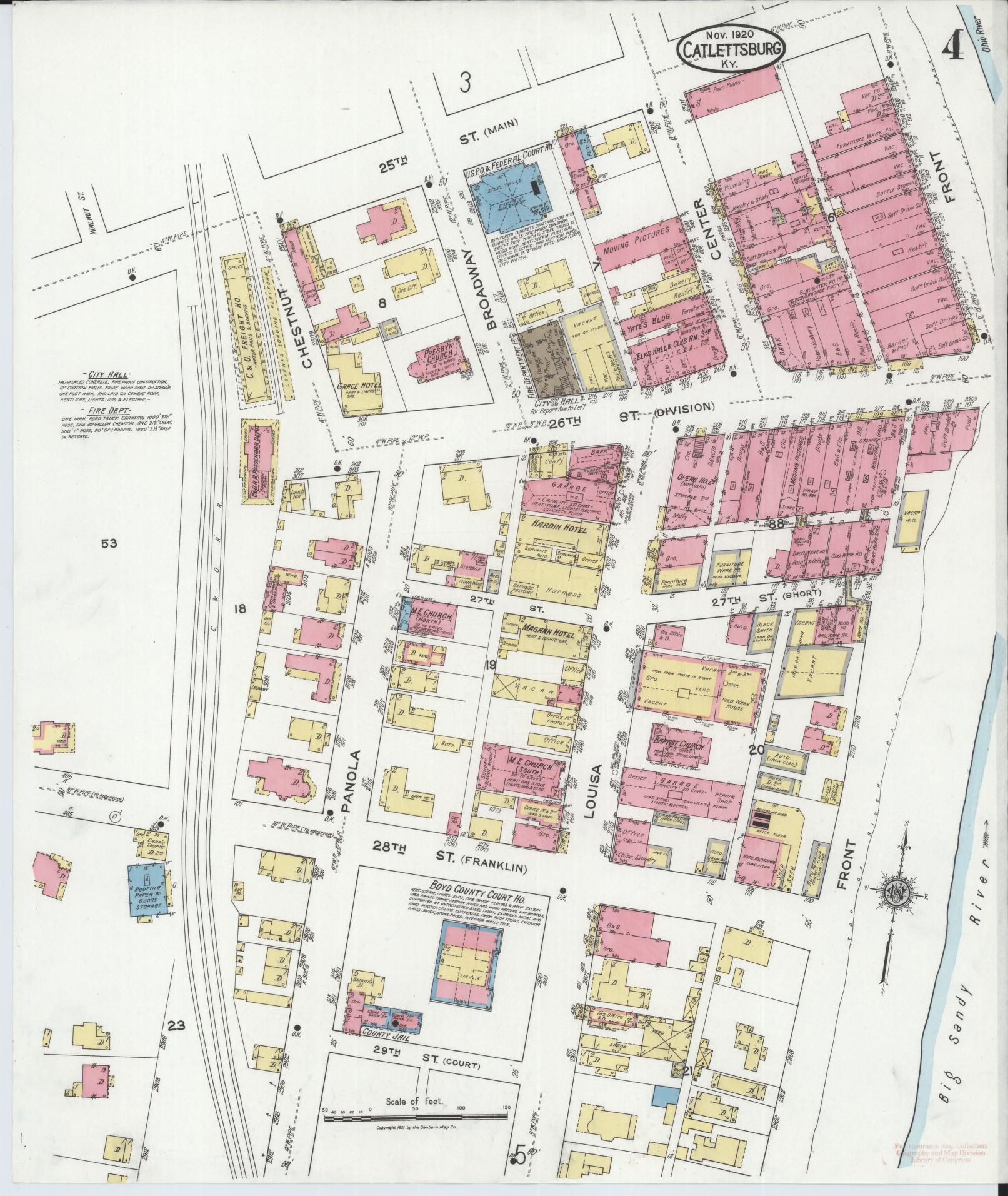 Sanborn Fire Insurance Map from Catlettsburg, Boyd County, Kentucky (1920), Sheet #0004 - Complete Map Set gallery image, historic Sanborn map, vintage wall art, Kentucky Kentucky