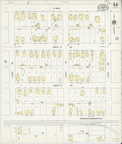 Sanborn Fire Insurance Map from Elwood, Madison County, Indiana (1910), Sheet #0014 - Complete Map Set gallery image, historic Sanborn map, vintage wall art, Indiana Indiana