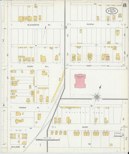 Sanborn Fire Insurance Map from Davis, Tucker County, West Virginia (1904), Sheet #0008 - Complete Map Set gallery image, historic Sanborn map, vintage wall art, West Virginia West Virginia