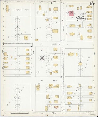 Sanborn Fire Insurance Map from Moorhead, Clay County, Minnesota (1906), Sheet #0010 - Complete Map Set gallery image, historic Sanborn map, vintage wall art, Minnesota Minnesota