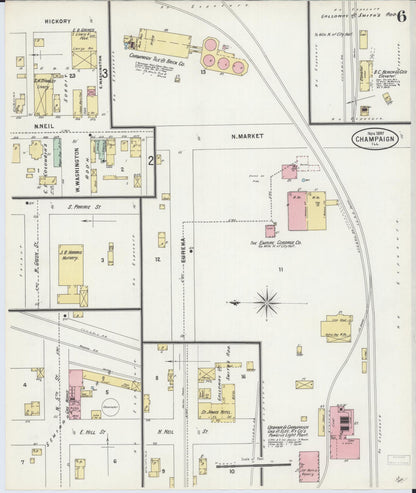 Sanborn Fire Insurance Map from Champaign, Champaign County, Illinois (1897), Sheet #0006 - Complete Map Set gallery image, historic Sanborn map, vintage wall art, Illinois Illinois