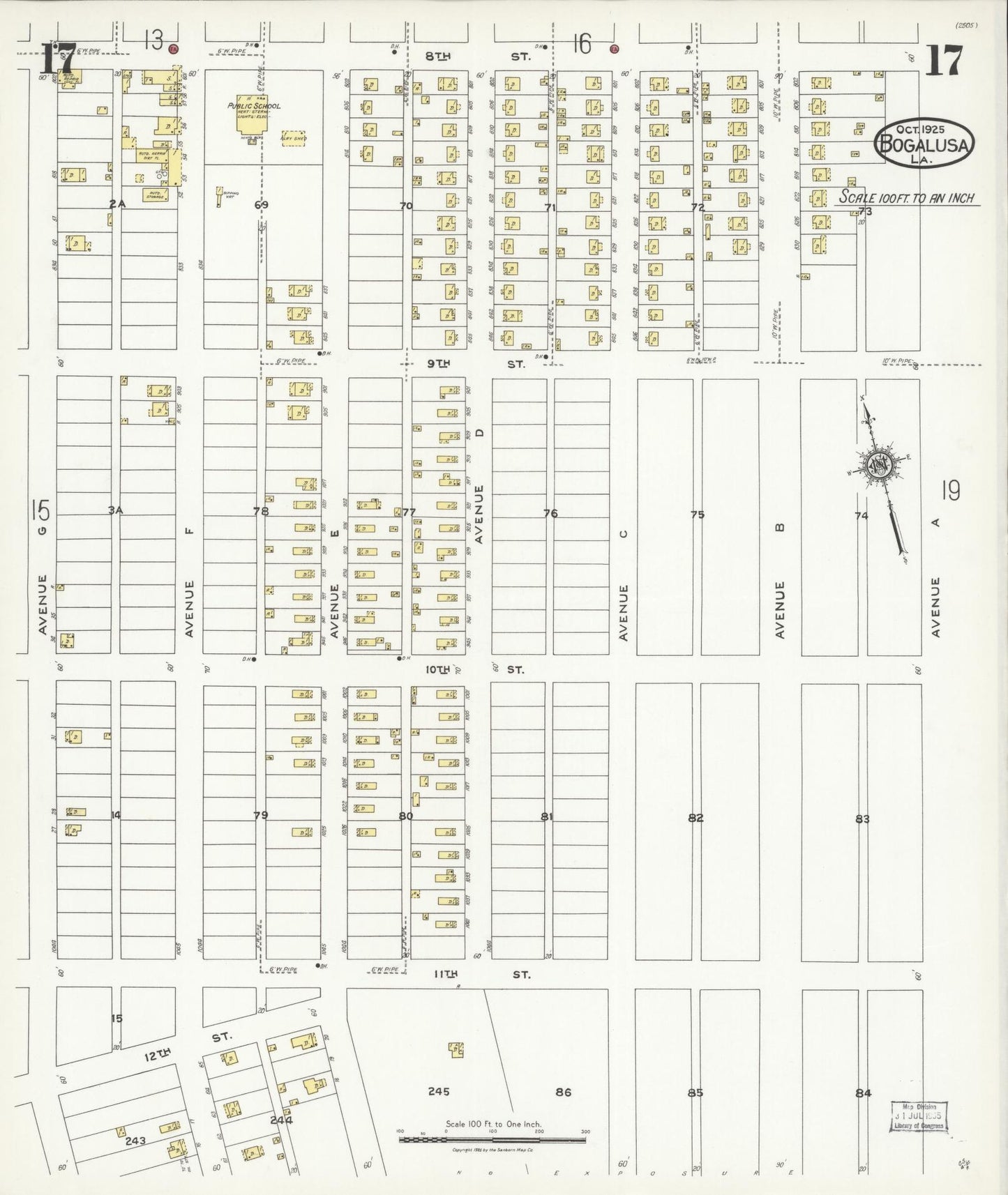 Sanborn Fire Insurance Map from Bogalusa, Washington Parish, Louisiana (1925), Sheet #0017 - Complete Map Set gallery image, historic Sanborn map, vintage wall art, Louisiana Louisiana