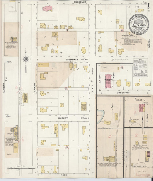 Sanborn Fire Insurance Map from Rutland, La Salle County, Illinois (1922), Sheet #0001 - Historic Sanborn Fire Insurance Map Print, vintage old map wall art, antique decor, genealogy gift, Illinois Illinois map