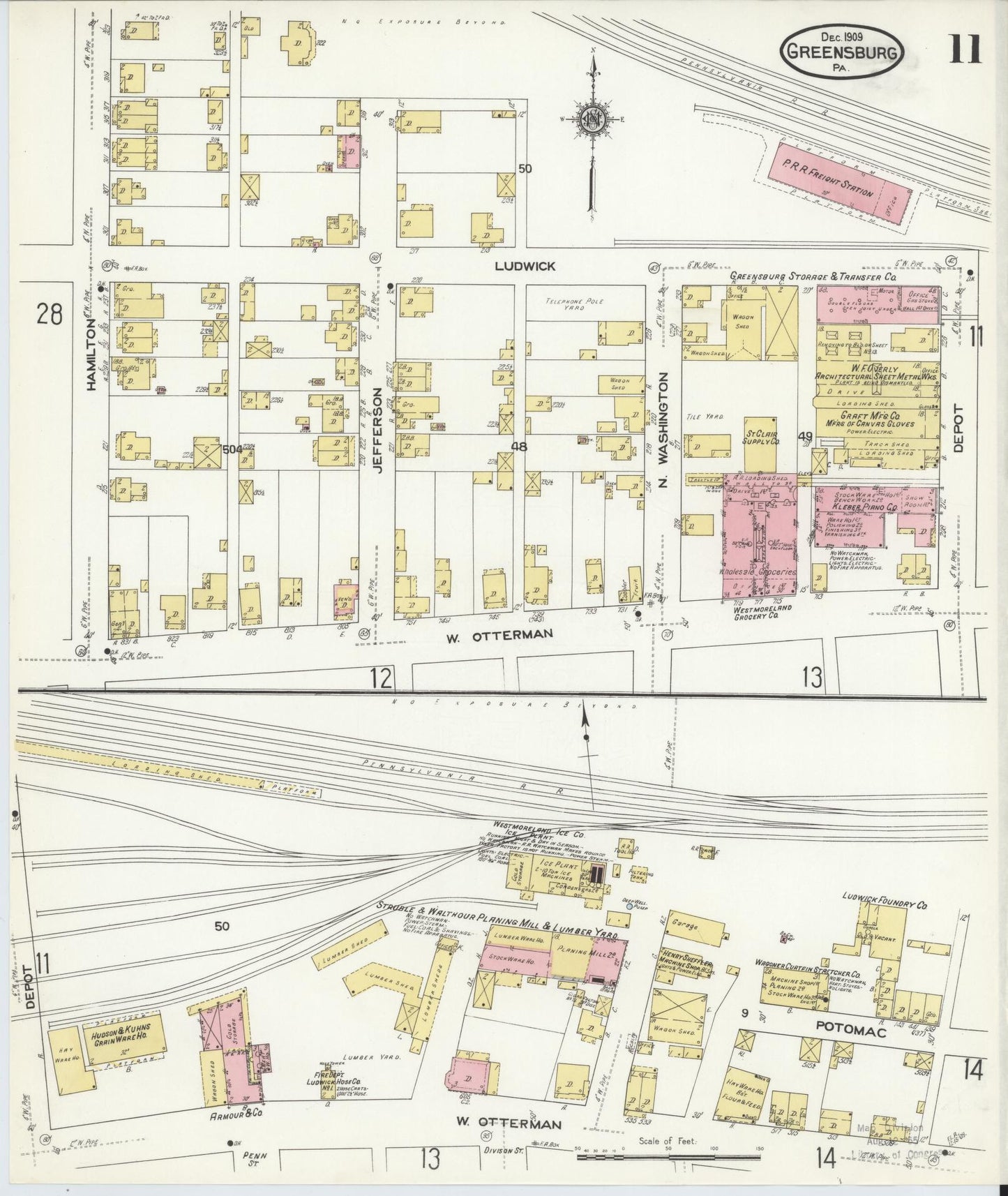Sanborn Fire Insurance Map from Greensburg, Westmoreland County, Pennsylvania (1909), Sheet #0011 - Historic Sanborn Fire Insurance Map Print, vintage old map wall art, antique decor, genealogy gift, Pennsylvania Pennsylvania map