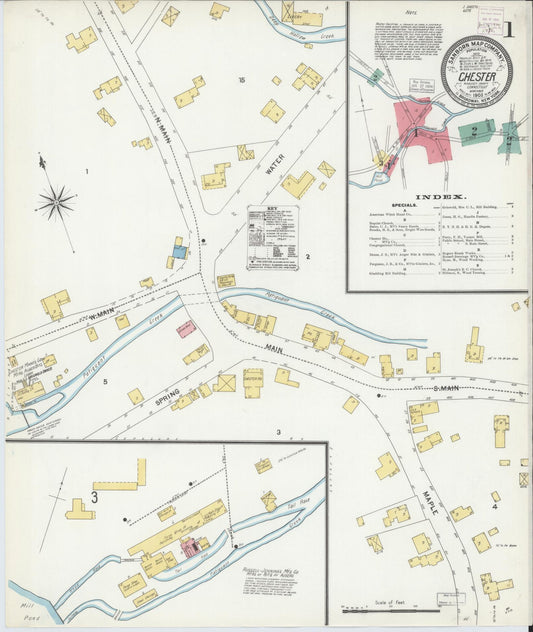 Sanborn Fire Insurance Map from Chester, Middlesex County, Connecticut (1903), Sheet #0001 - Complete Map Set gallery image, historic Sanborn map, vintage wall art, Connecticut Connecticut