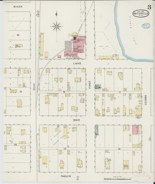 Sanborn Fire Insurance Map from Waterville, Le Sueur County, Minnesota (1894), Sheet #0003 - Historic Sanborn Fire Insurance Map Print, vintage old map wall art, antique decor, genealogy gift, Minnesota Minnesota map