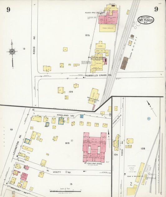 Sanborn Fire Insurance Map from Mount Kisco, Westchester County, New York (1925), Sheet #0009 - Historic Sanborn Fire Insurance Map Print, vintage old map wall art, antique decor, genealogy gift, New York New York map