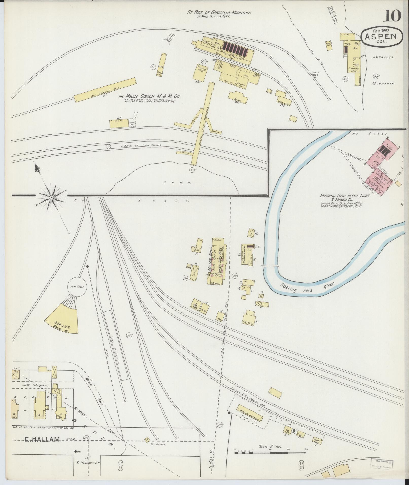 Sanborn Fire Insurance Map from Aspen, Pitkin County, Colorado (1893), Sheet #0010 - Complete Map Set gallery image, historic Sanborn map, vintage wall art, Colorado Colorado