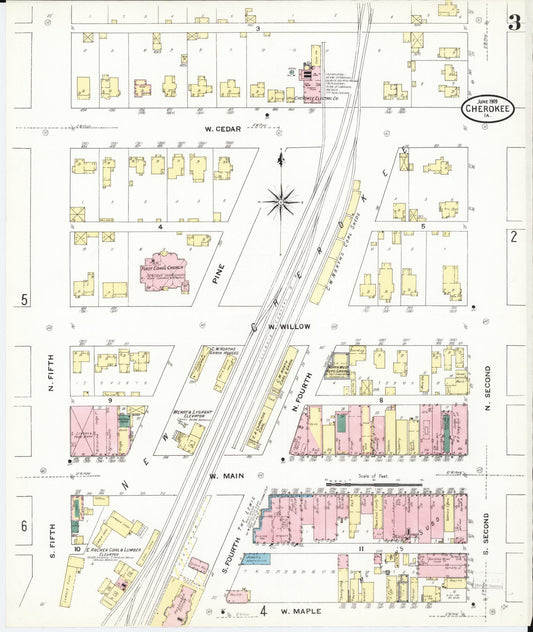Sanborn Fire Insurance Map from Cherokee, Cherokee County, Iowa (1909), Sheet #0003 - Historic Sanborn Fire Insurance Map Print, vintage old map wall art