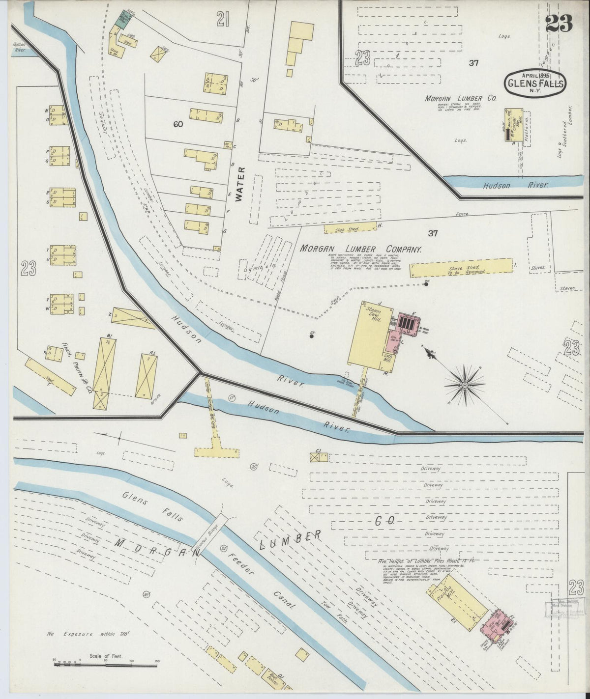 Sanborn Fire Insurance Map from Glens Falls, Warren County, New York (1895), Sheet #0023 - Complete Map Set gallery image, historic Sanborn map, vintage wall art, New York New York