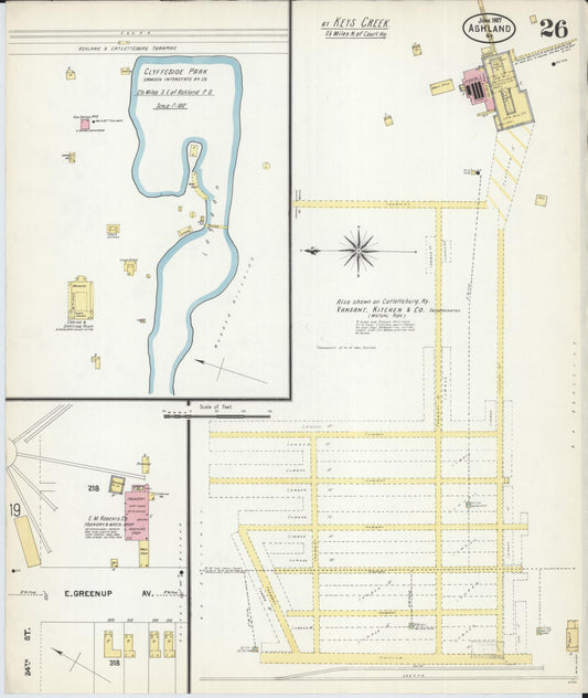 Sanborn Fire Insurance Map from Ashland, Boyd County, Kentucky (1907), Sheet #0026 - Historic Sanborn Fire Insurance Map Print, vintage old map wall art, antique decor, genealogy gift, Kentucky Kentucky map