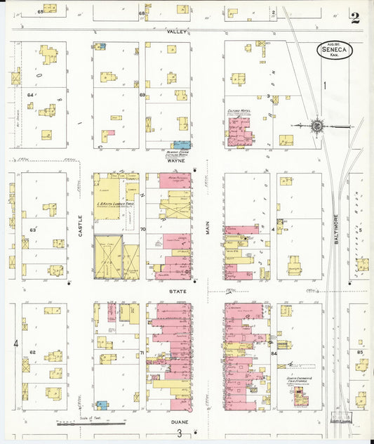 Sanborn Fire Insurance Map from Seneca, Nemaha County, Kansas (1911), Sheet #0002 - Historic Sanborn Fire Insurance Map Print, vintage old map wall art, antique decor, genealogy gift, Kansas Kansas map