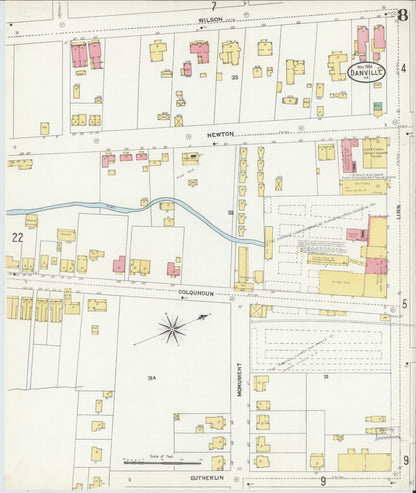 Sanborn Fire Insurance Map from Danville, Independent Cities, Virginia (1904), Sheet #0008 - Complete Map Set gallery image, historic Sanborn map, vintage wall art, Virginia Virginia