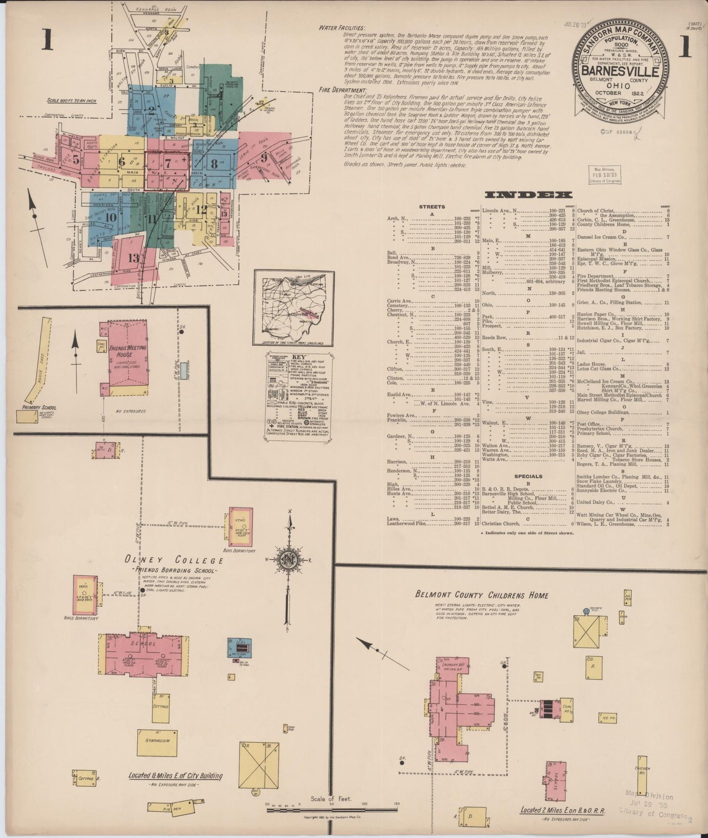 Sanborn Fire Insurance Map from Barnesville, Belmont County, Ohio. (1922) – Historic Sanborn Fire Insurance Map Print