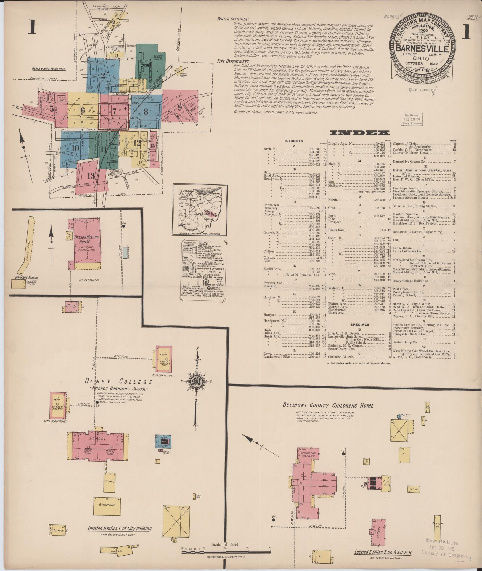 Sanborn Fire Insurance Map from Barnesville, Belmont County, Ohio. (1922) – Historic Sanborn Fire Insurance Map Print