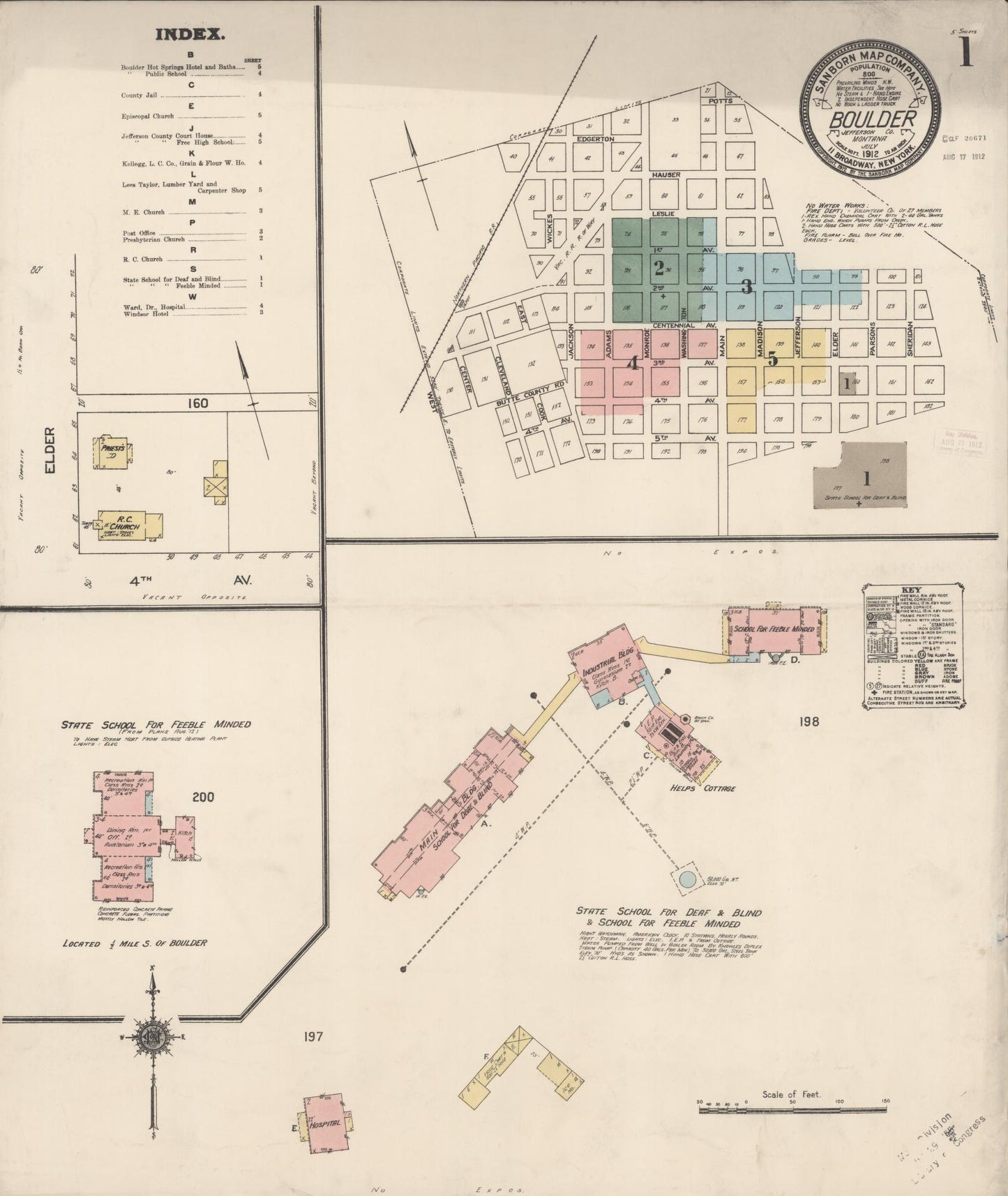 Sanborn Fire Insurance Map from Boulder, Jefferson County, Montana (1912), Sheet #0001 - Complete Map Set gallery image, historic Sanborn map, vintage wall art, Montana Montana