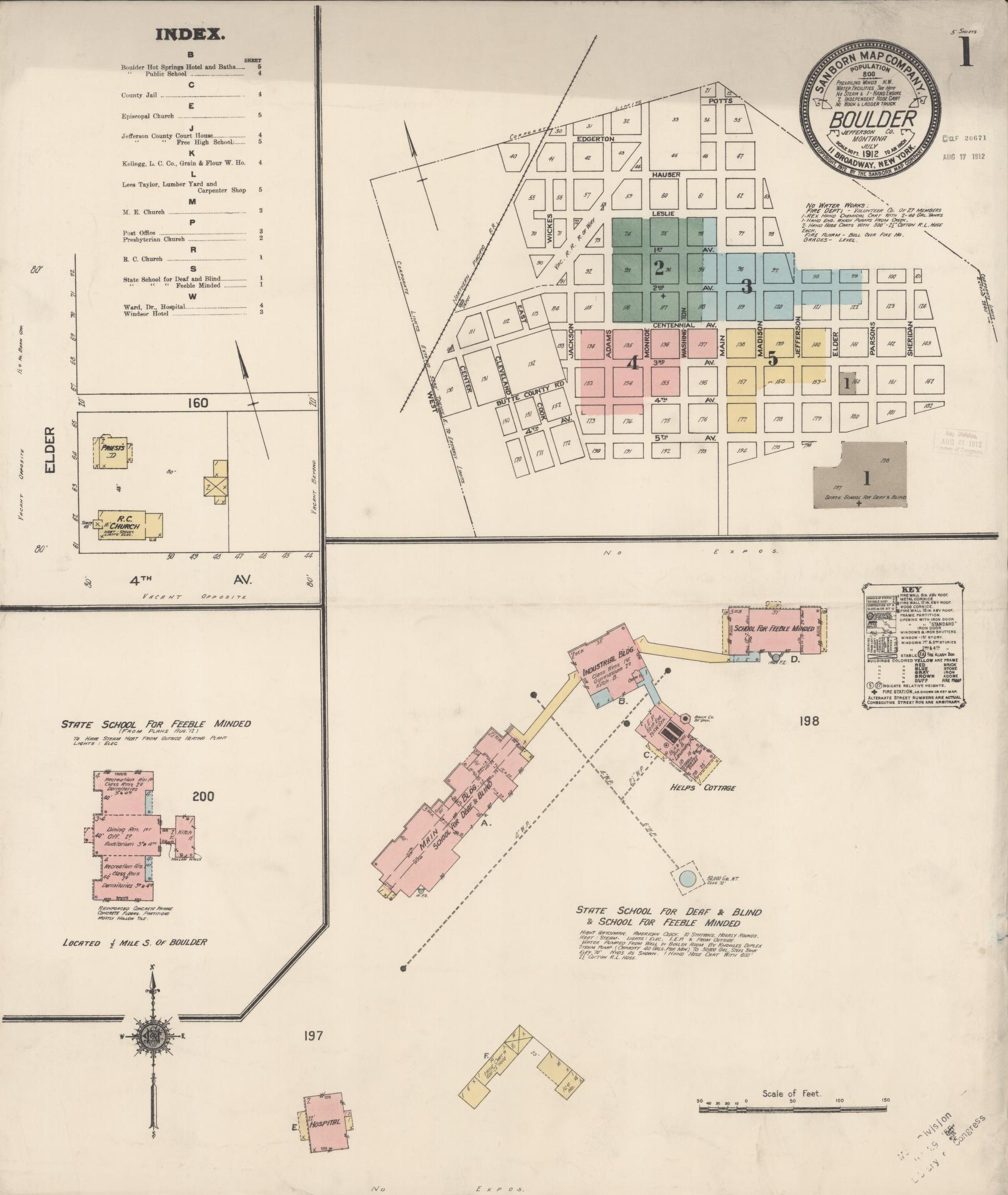 Sanborn Fire Insurance Map from Boulder, Jefferson County, Montana (1912), Sheet #0001 - Complete Map Set gallery image, historic Sanborn map, vintage wall art, Montana Montana
