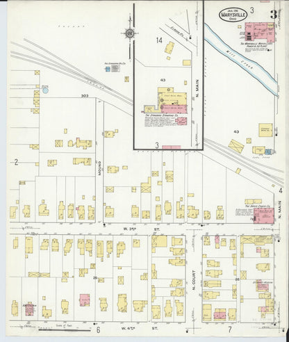 Sanborn Fire Insurance Map from Marysville, Union County, Ohio (1916), Sheet #0003 - Historic Sanborn Fire Insurance Map Print, vintage old map wall art, antique decor, genealogy gift, Ohio Ohio map