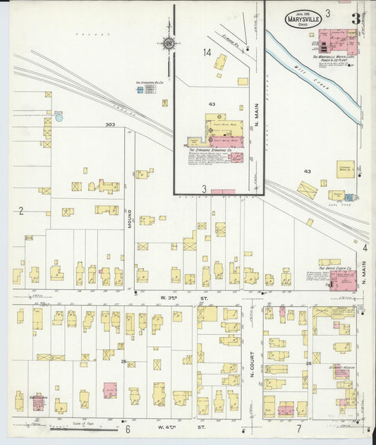 Sanborn Fire Insurance Map from Marysville, Union County, Ohio (1916), Sheet #0003 - Historic Sanborn Fire Insurance Map Print, vintage old map wall art, antique decor, genealogy gift, Ohio Ohio map