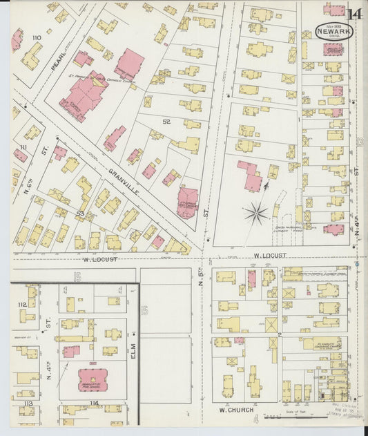 Sanborn Fire Insurance Map from Newark, Licking County, Ohio (1893), Sheet #0014 - Historic Sanborn Fire Insurance Map Print, vintage old map wall art, antique decor, genealogy gift, Ohio Ohio map
