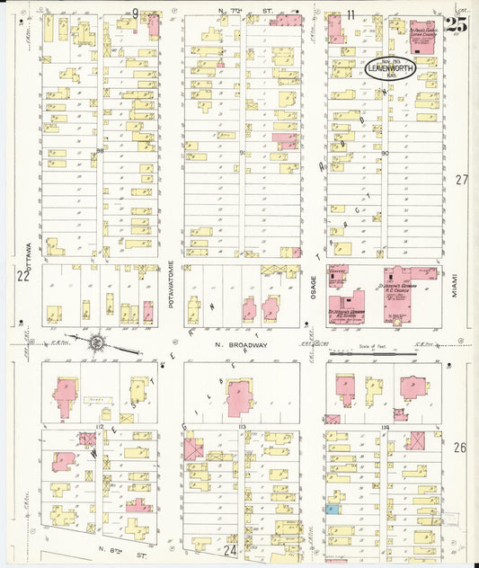 Sanborn Fire Insurance Map from Leavenworth, Leavenworth County, Kansas (1913), Sheet #0026 - Historic Sanborn Fire Insurance Map Print, vintage old map wall art, antique decor, genealogy gift, Kansas Kansas map