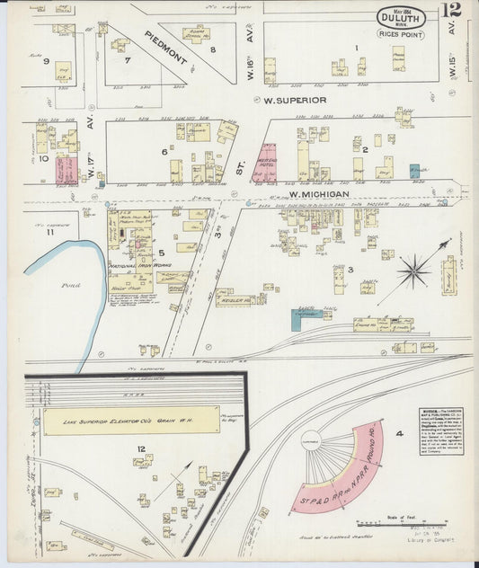 Sanborn Fire Insurance Map from Duluth, Saint Louis County, Minnesota (1884), Sheet #0012 - Historic Sanborn Fire Insurance Map Print, vintage old map wall art, antique decor, genealogy gift, Minnesota Minnesota map