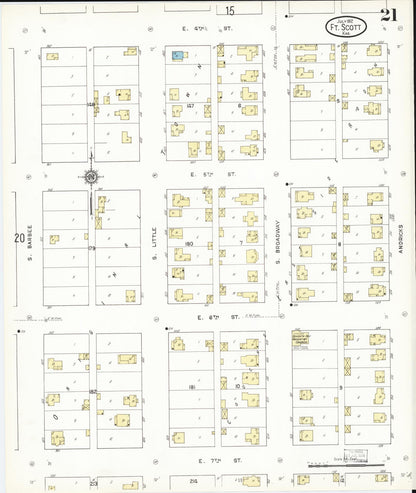 Sanborn Fire Insurance Map from Fort Scott, Bourbon County, Kansas (1912), Sheet #0021 - Complete Map Set gallery image, historic Sanborn map, vintage wall art, Kansas Kansas