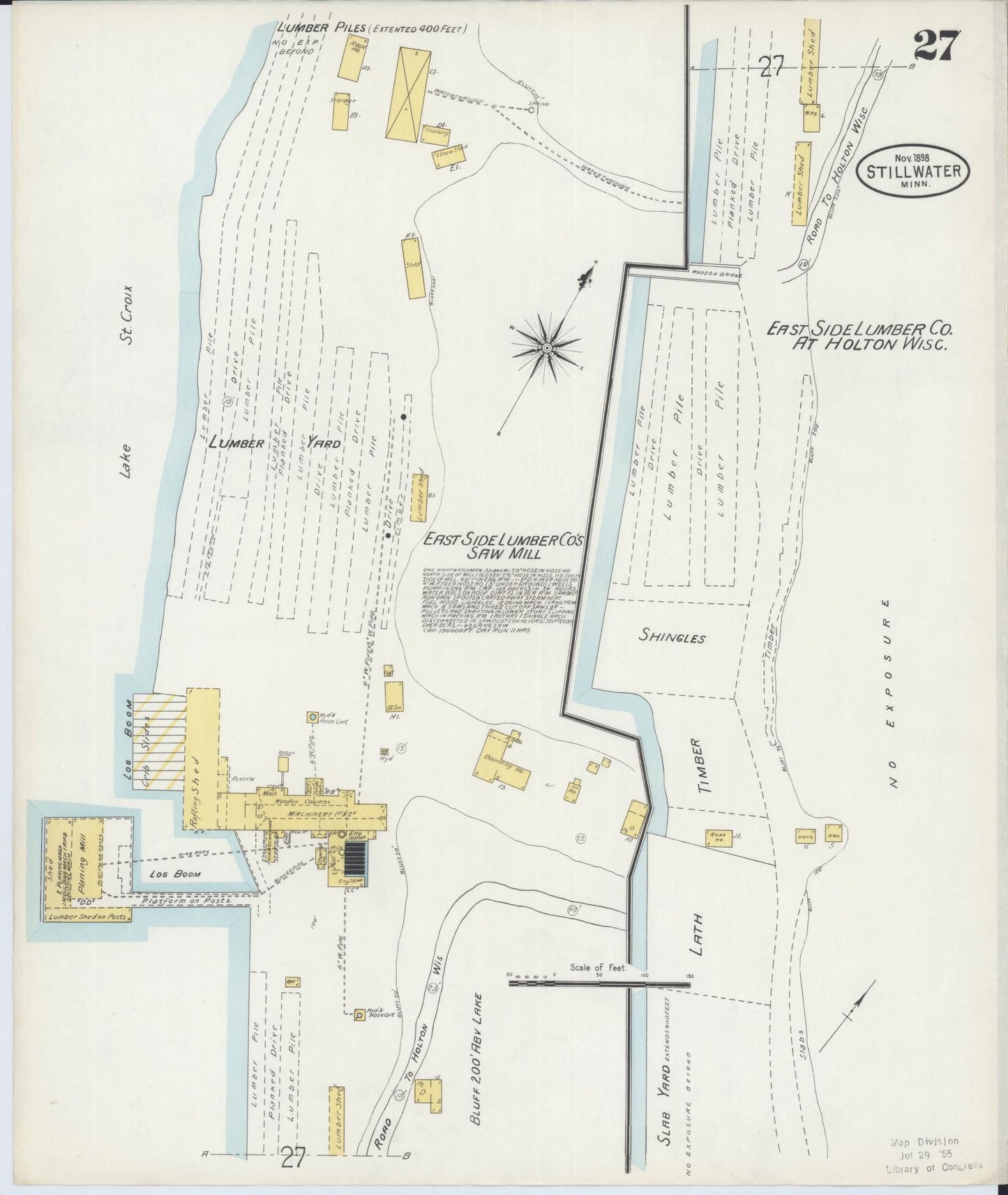 Sanborn Fire Insurance Map from Stillwater, Washington County, Minnesota (1898), Sheet #0027 - Complete Map Set gallery image, historic Sanborn map, vintage wall art, Minnesota Minnesota