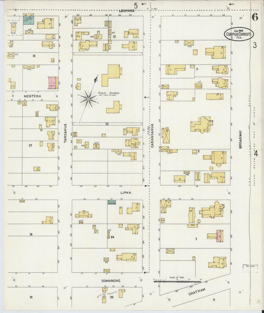 Sanborn Fire Insurance Map from Corpus Christi, Nueces County, Texas (1906), Sheet #0006 - Historic Sanborn Fire Insurance Map Print, vintage old map wall art, antique decor, genealogy gift, Texas Texas map