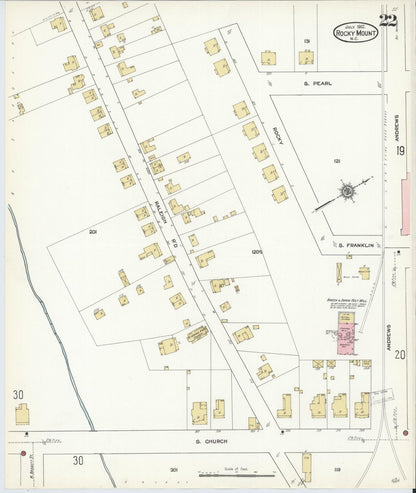 Sanborn Fire Insurance Map from Rocky Mount, Edgecombe And Nash Counties, North Carolina (1912), Sheet #0022 - Complete Map Set gallery image, historic Sanborn map, vintage wall art, North Carolina North Carolina