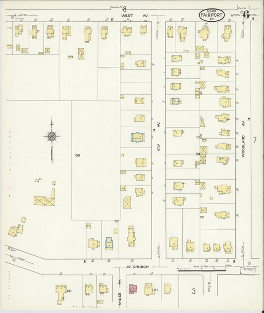 Sanborn Fire Insurance Map from Fairport, Monroe County, New York (1915), Sheet #0006 - Historic Sanborn Fire Insurance Map Print, vintage old map wall art, antique decor, genealogy gift, New York New York map
