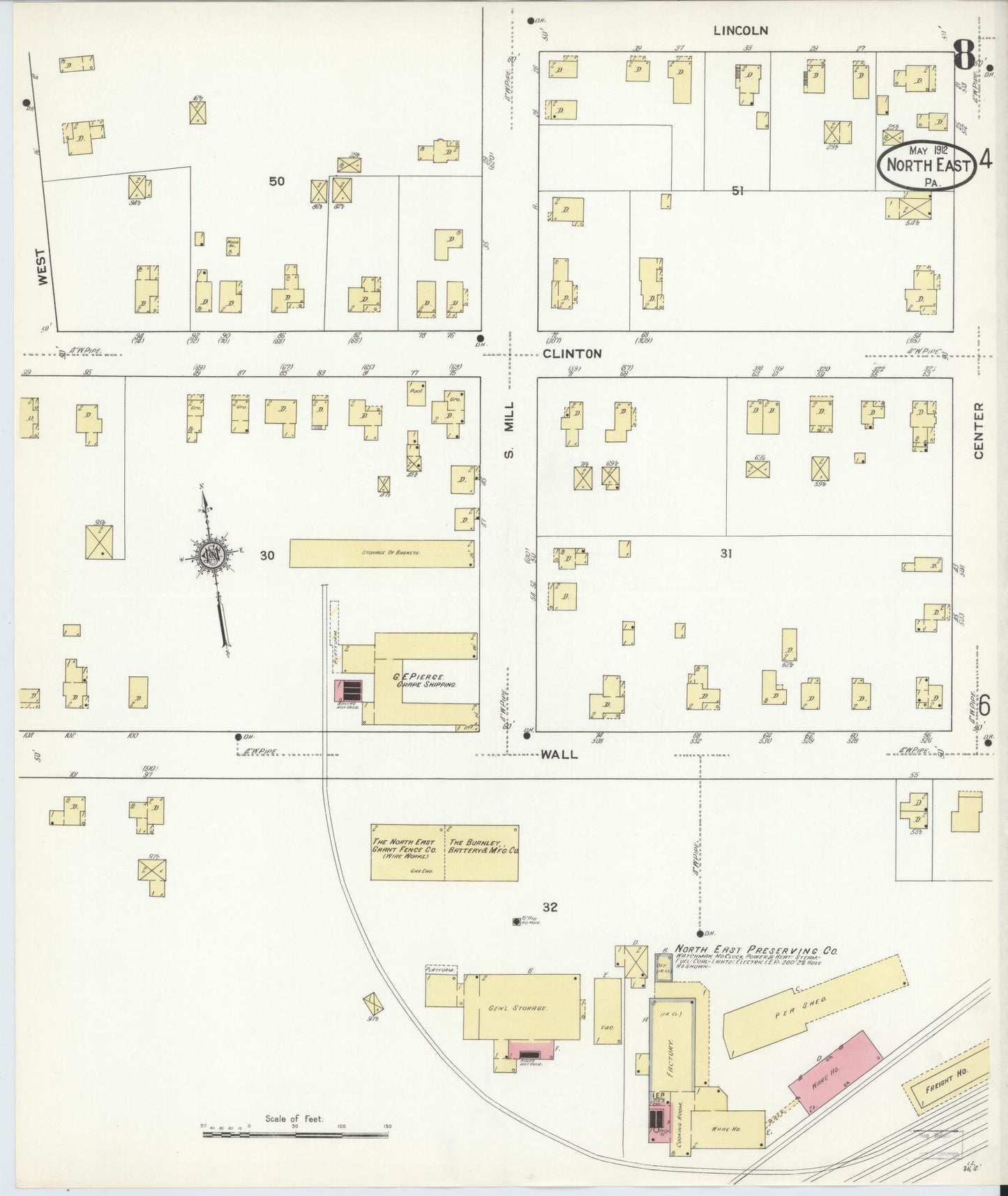 Sanborn Fire Insurance Map from North East, Erie County, Pennsylvania (1912), Sheet #0008 - Complete Map Set gallery image, historic Sanborn map, vintage wall art, Pennsylvania Pennsylvania