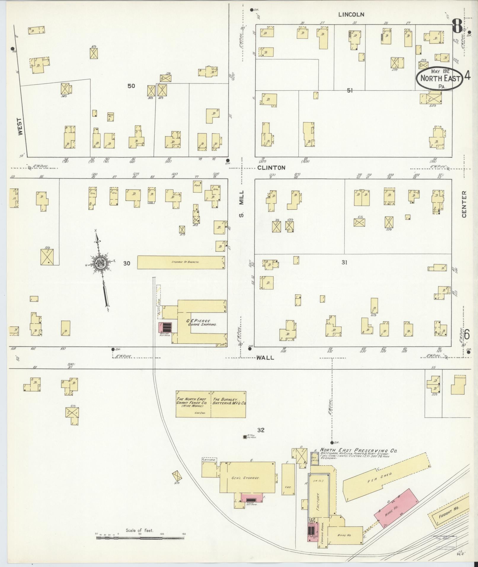 Sanborn Fire Insurance Map from North East, Erie County, Pennsylvania (1912), Sheet #0008 - Complete Map Set gallery image, historic Sanborn map, vintage wall art, Pennsylvania Pennsylvania