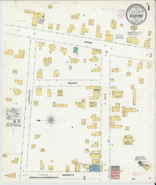 Sanborn Fire Insurance Map from Rushford, Allegany County, New York (1904), Sheet #0001 - Historic Sanborn Fire Insurance Map Print, vintage old map wall art, antique decor, genealogy gift, New York New York map