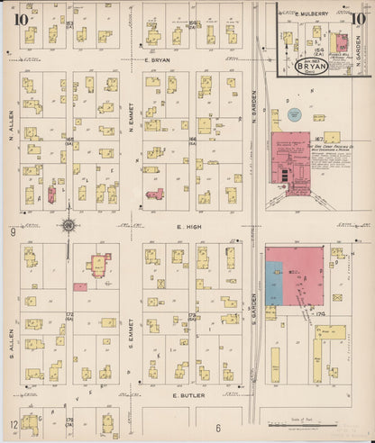 Sanborn Fire Insurance Map from Bryan, Williams County, Ohio (1923), Sheet #0010 - Historic Sanborn Fire Insurance Map Print, vintage old map wall art, antique decor, genealogy gift, Ohio Ohio map