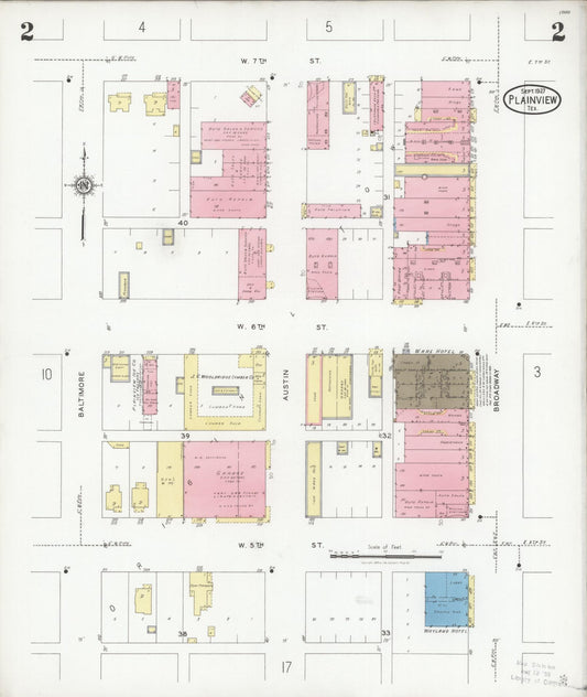 Sanborn Fire Insurance Map from Plainview, Hale County, Texas (1927), Sheet #0002 - Historic Sanborn Fire Insurance Map Print, vintage old map wall art, antique decor, genealogy gift, Texas Texas map