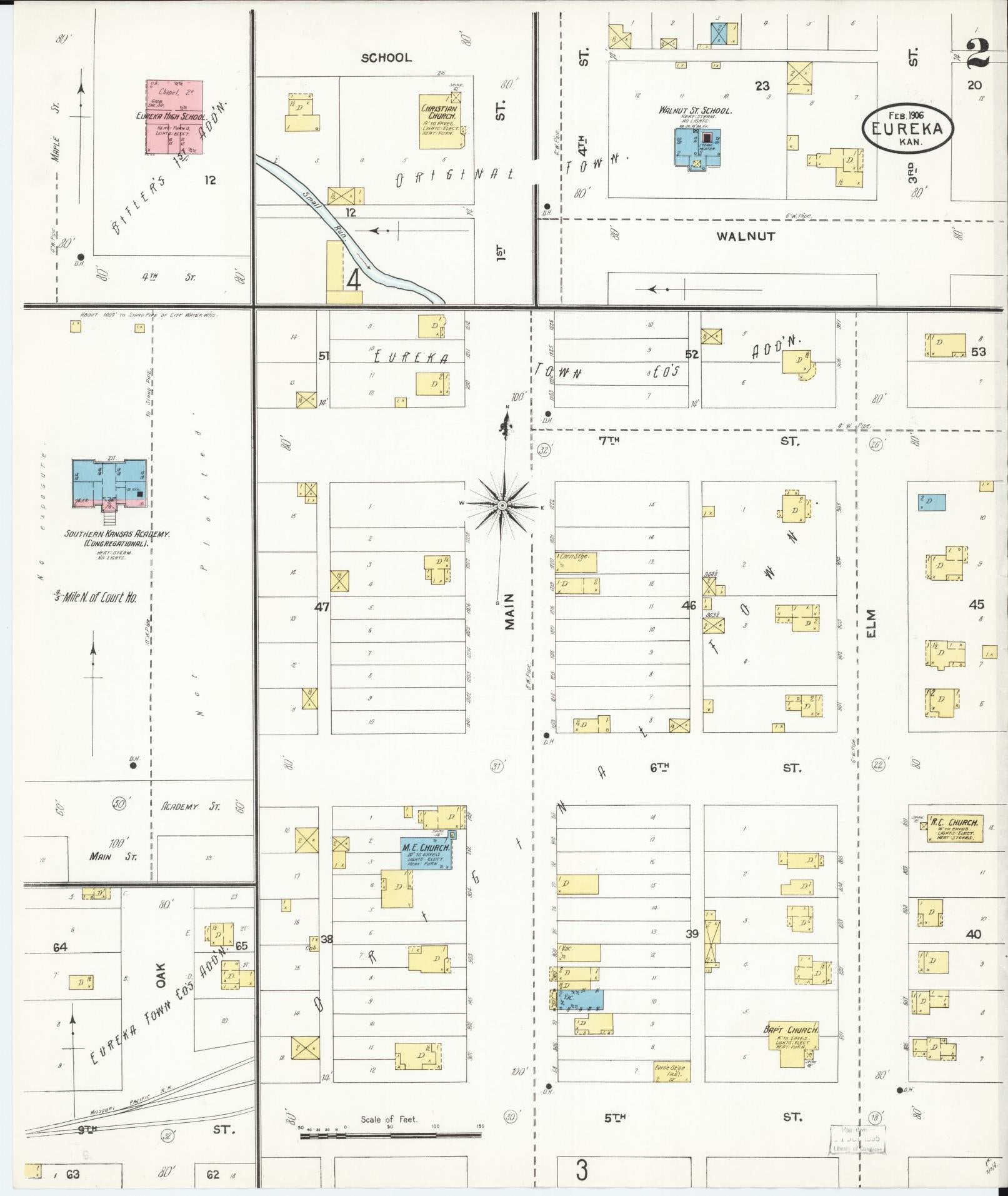 Sanborn Fire Insurance Map from Eureka, Greenwood County, Kansas (1906), Sheet #0002 - Complete Map Set gallery image, historic Sanborn map, vintage wall art, Kansas Kansas