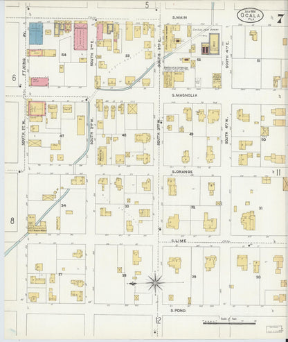 Sanborn Fire Insurance Map from Ocala, Marion County, Florida (1906), Sheet #0007 - Complete Map Set gallery image, historic Sanborn map, vintage wall art, Florida Florida