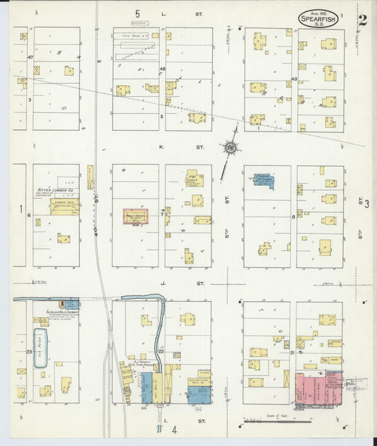 Sanborn Fire Insurance Map from Spearfish, Lawrence County, South Dakota (1915), Sheet #0002 - Historic Sanborn Fire Insurance Map Print, vintage old map wall art, antique decor, genealogy gift, South Dakota South Dakota map